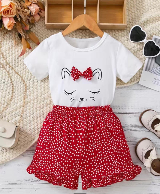 Red Dot Kitty Cat Outfit Set