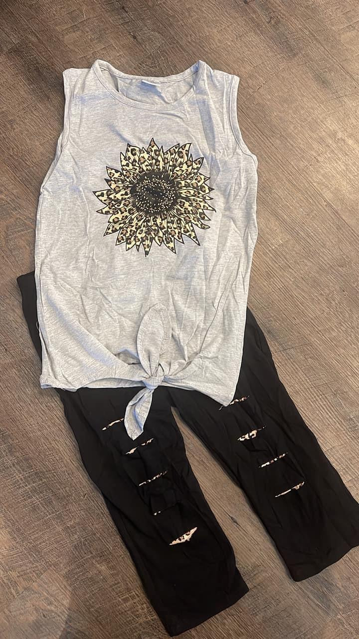 Cheetah Sunflower Capri Set