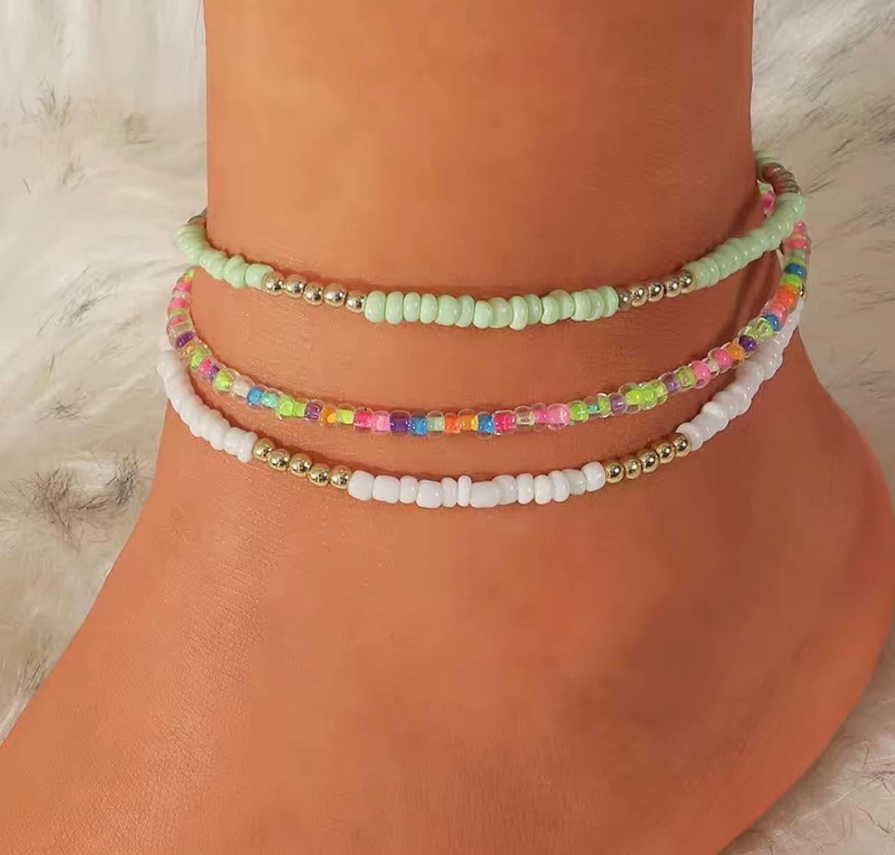 Seed Bead Ankle Set