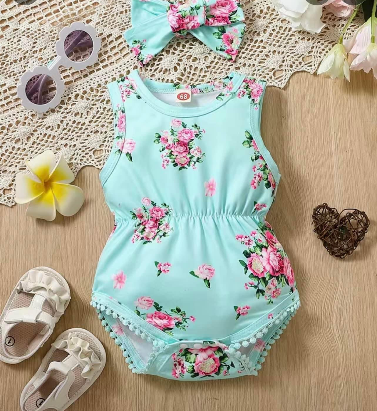 Light Blue Floral Romper